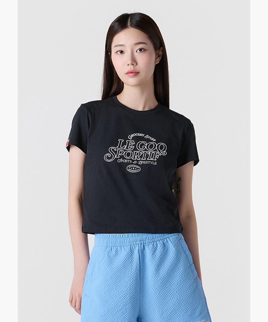 LECOQ X Grocery Stuff Women'S Dualflex Crop Short Sleeve Tee - Black (Qq222Lrs45)