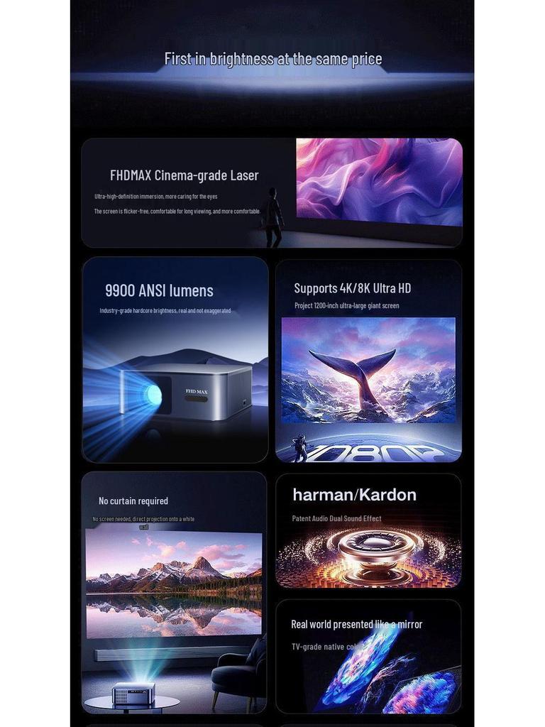 HD Cinema-Grade Laser Projector with Enclosed Light Engine (Upgraded Version)