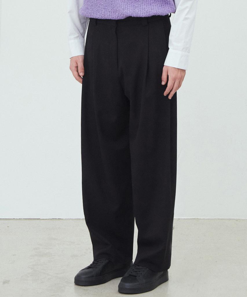 NODU Two-Tuck Wide Slacks [Black]