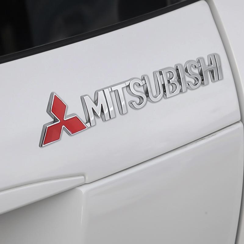 3D Aluminum Metal Car Styling Sticker Metal Badge Emblem Trunk Decorative Decal For Mitsubishi Lancer 9 10 Outlander Pajero L200