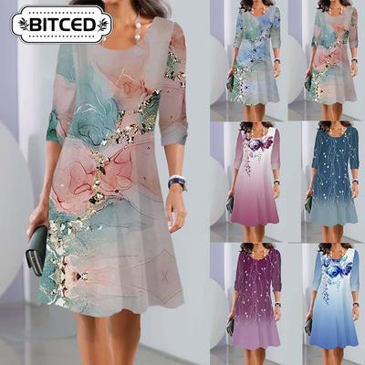 Fashion Summer Spring  Short Sleeve O-Neck Casual Dresses
