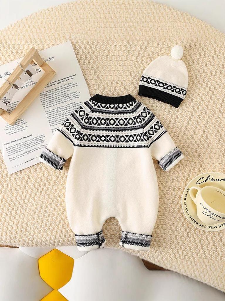 Baby Boy Autumn/Winter Knit Sweater Romper - Stylish and Cute Bodysuit
