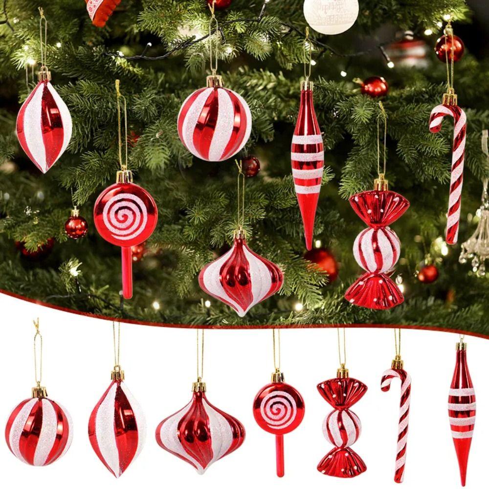 

14pcs/set Red Christmas Ball Lollipop Christmas Tree Hanging Ornaments New Year