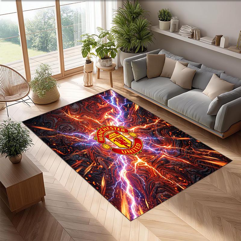 Manchester United Geprint Flanellen Vloerkleed Niet-Glijdend Zacht Polyester Vloerkleed Binnen Decoratie Mat voor Slaapkamer Woonkamer Bank