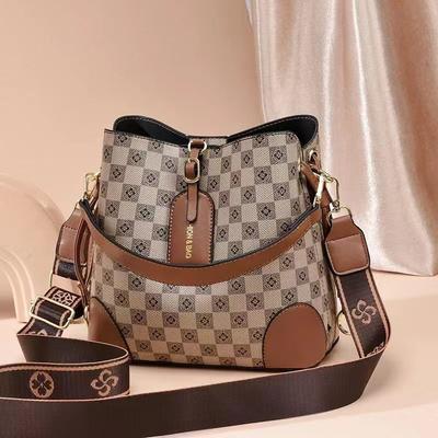 Nowa Wykwintna Damska Torba Bagpu Kraciasta Torba Wiaderko Duża Pojemność Torba na Ramię Torba Crossbody Torebki Damskie
