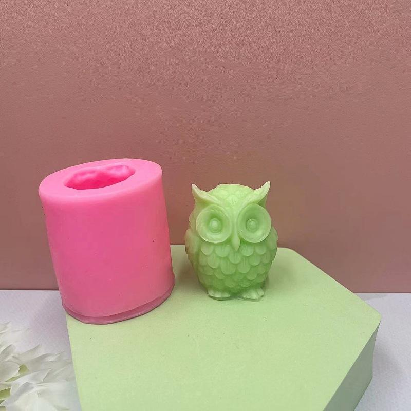 1PC Three-dimensional Owl Scented Candle Silicone Mold DIY Owl Liquid Fondant Cake Decorative Ornament Mold