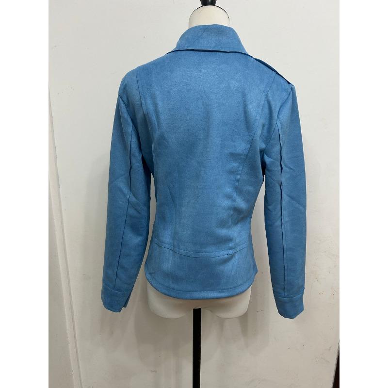 Women's Jacket Spring and Autumn New Slim Fit Lapel Zipper Ladies Coats Tops Fashion Long Sleeve Leather Fleece Warm Short Jackets for Women