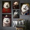Dogs Renaissance Portrait Canvas Painting Samoyed Dog Poster and Print Picture For Living Room Modern Home Decor No Frame