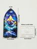 Acrylic Candle Holder Gothic Arch Design with Colorful Dragon & Starry Sky Pattern Tabletop Decor for Home,Living Room & Bedroom