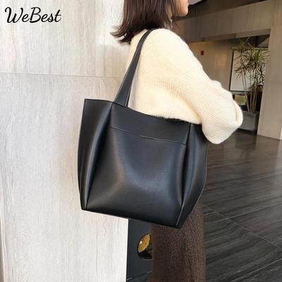 Women Large Capacity Shoulder Bags High Quality PU Leather Retro Tote Bags