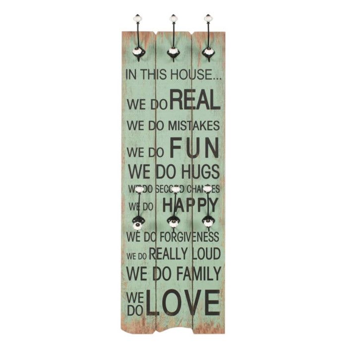VidaXL Porte-manteau mural avec 6 crochets 120 x 40 cm HAPPY LOVE