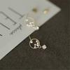 925 Sterling Silver Korean Version Simple Mysterious Star Earrings Pavé Crystal Party 14k Gold Plating Jewelry Girlfriend Gift