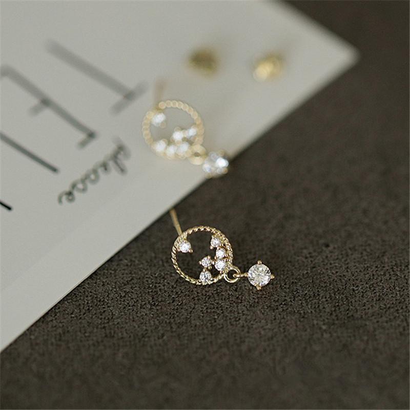 925 Sterling Silver Korean Version Simple Mysterious Star Earrings Pavé Crystal Party 14k Gold Plating Jewelry Girlfriend Gift