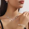European Full Diamond Jewelry Set: Necklace, Earrings, and Bracelet for Evening Gown.