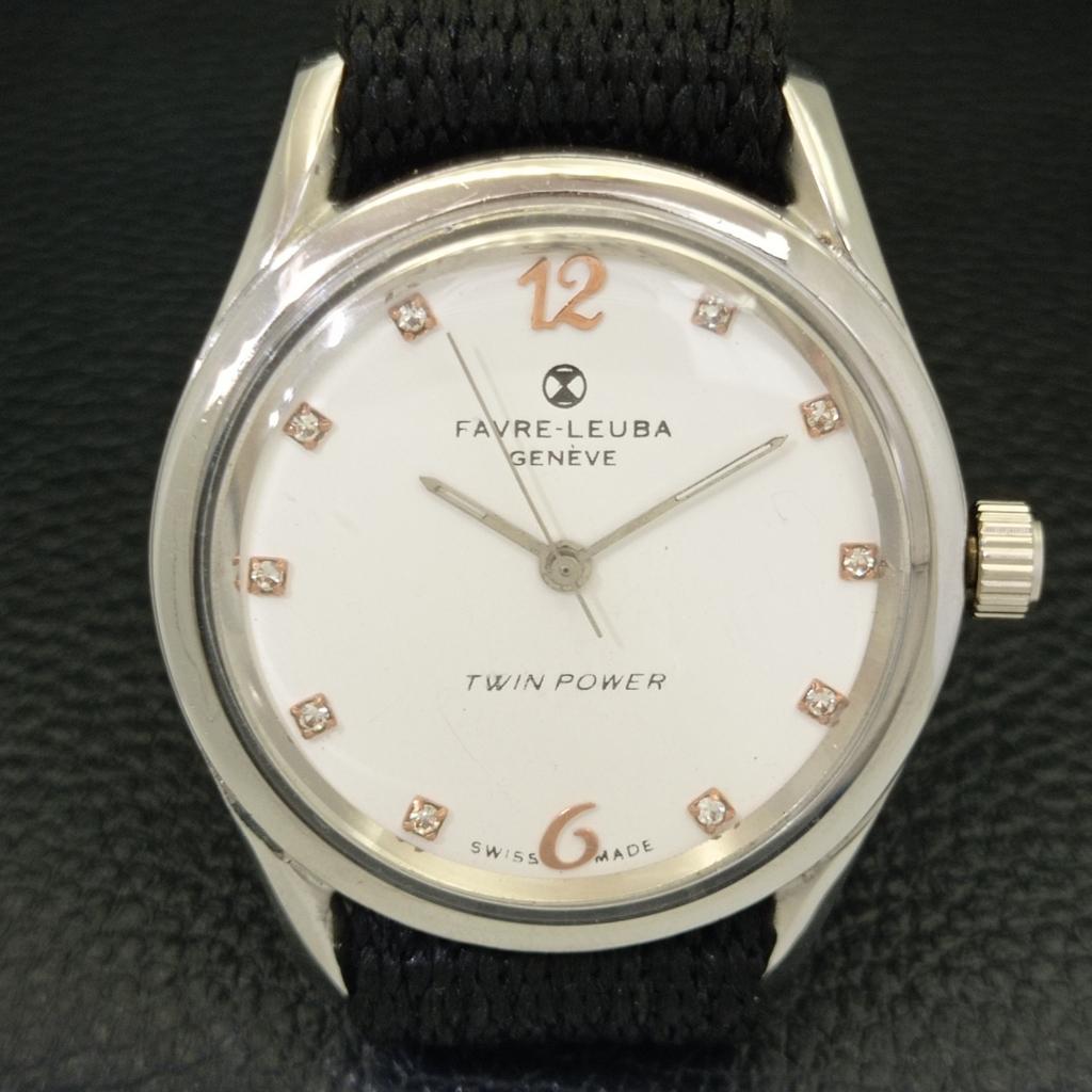 POUŽITÉ NATAHOVACÍ HODINKY FAVRE LEUBA GENEVE TWIN POWER ŠVÝCARSKÉ PÁNSKÉ HODINKY S BÍLÝM CIFERNÍKEM a432150-2 R110-a432150