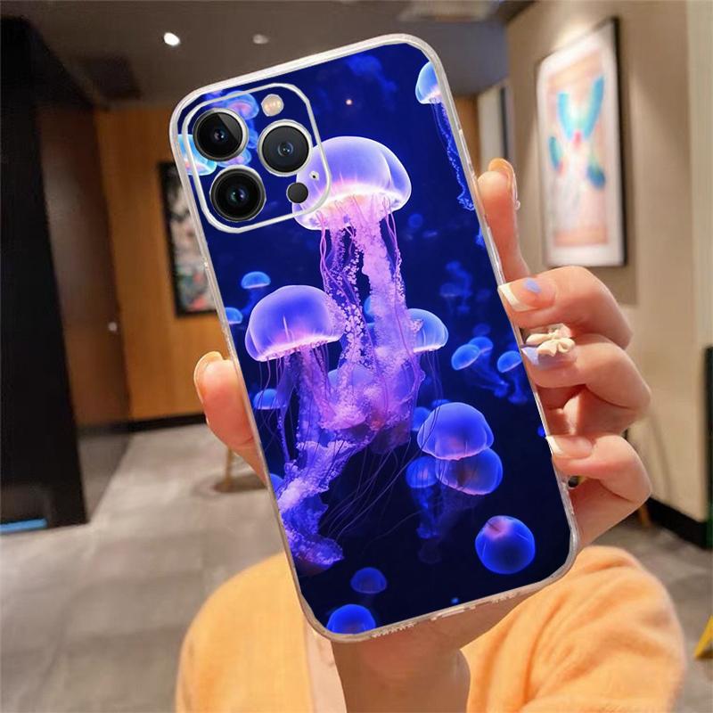 Sea Creatures Jellyfish Phone Case For Iphone 15 14 Pro Max 13 12 11 Pro Max XSMax XR 12 13 Mini 14 Plus