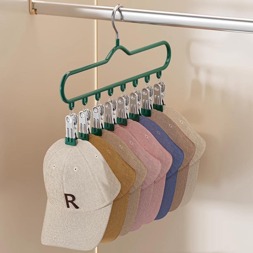 Портативная сушилка для одежды на 8 зажимов нержавеющая сталь ветрозащитная для носков нижнего белья усиленная вешалка для шляп для дома общежития зелёный 658₽