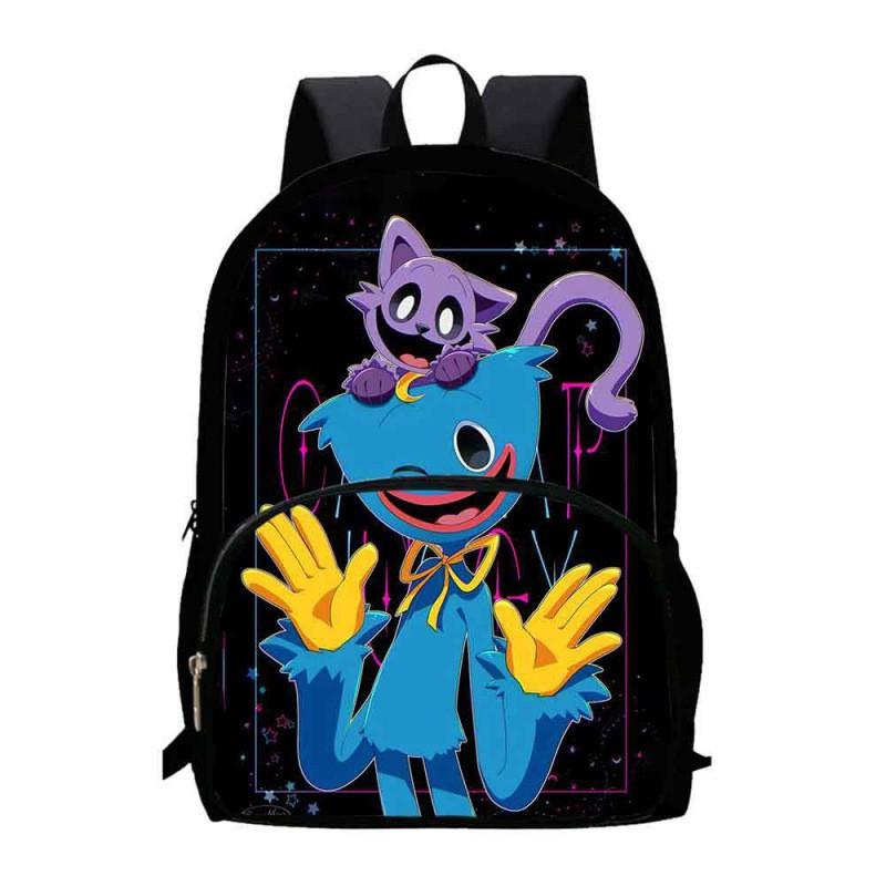 Schulrucksack für Kinder, Klassen 1-2, mit lächelndem Tier-Cartoon-Design, leicht, atmungsaktiv, Oxford-Stoff