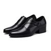 Genuine Leather Men Height Increasing Dress Shoes 6Cm Fashion Business Brand Male Footwear Pure Black Monks