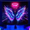 Cyberpunk Neon Angel Wings Tapestry Dark Graffiti Background Wallpaper Room Decoration Home Decoration