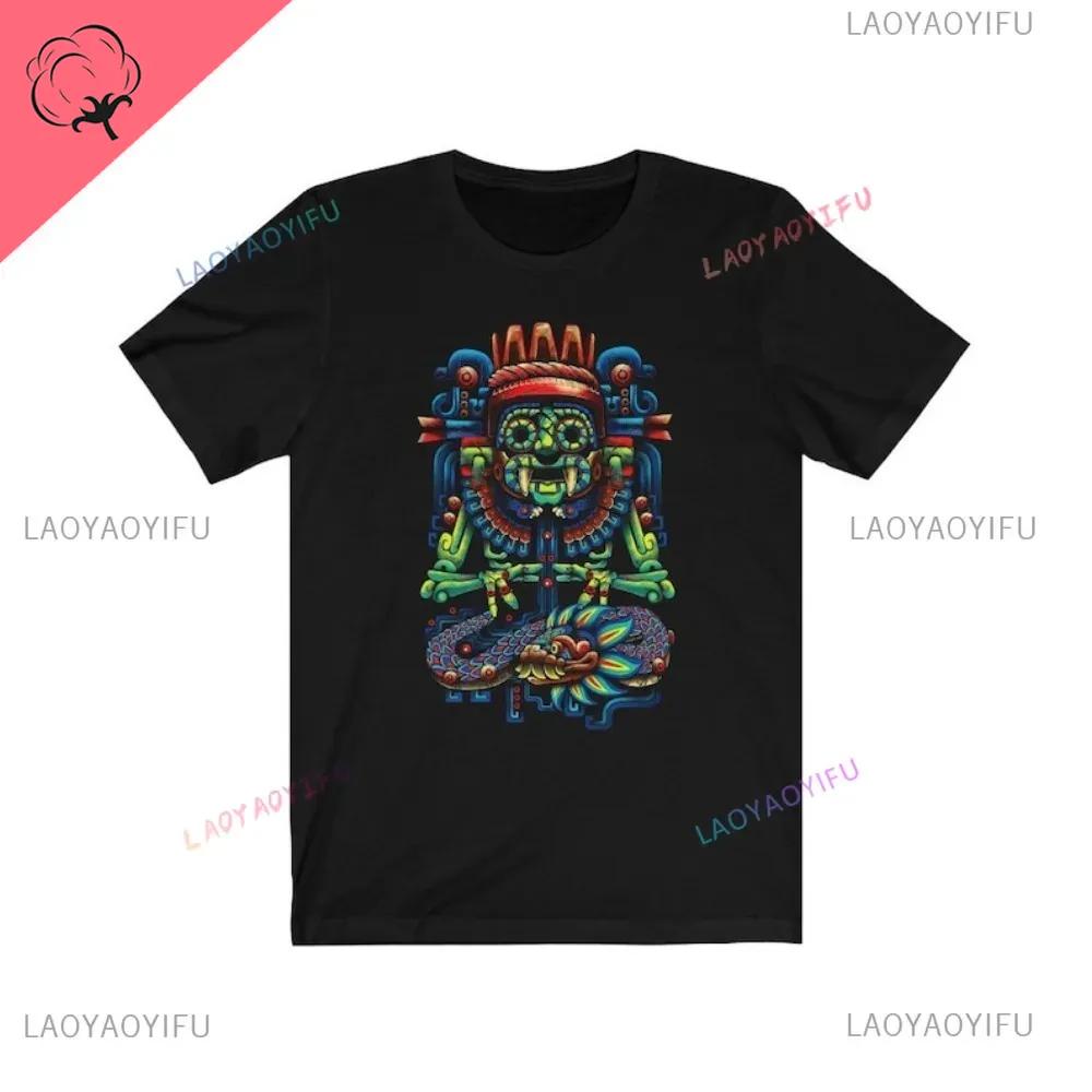 Tlaloc Quetzalcoatl Aztéčtí Bohové Starověcí Bohové Mexické Tričko Pánské Aztécké Tričko Aztécký Potisk Trička z Mexika Mexické Oblečení Muži