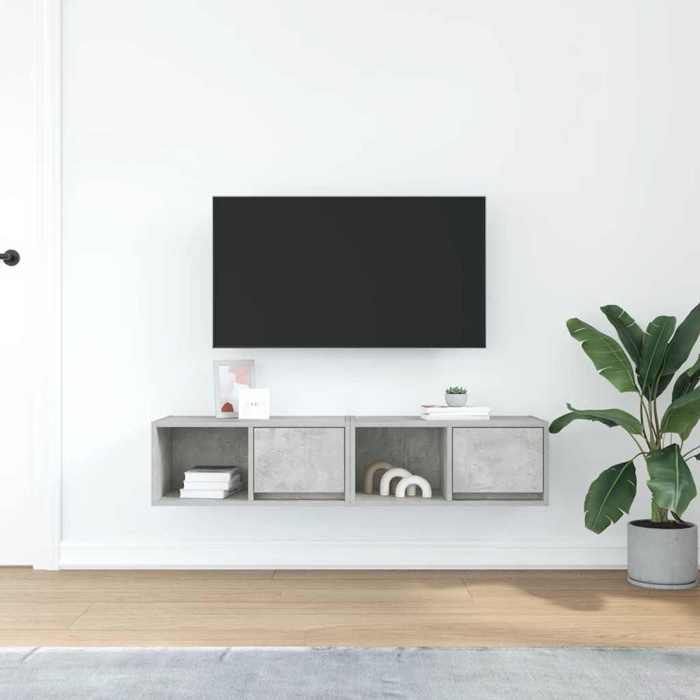 VidaXL Meubles TV 2 pcs gris béton 60x31x25,5 cm bois d'ingénierie, banc TV, meuble hifi, centre de divertissement, buffet 861443