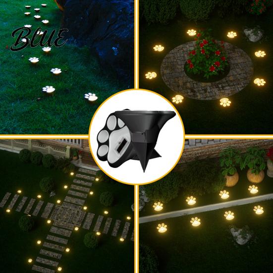 Patio Solar Lighting Stake Waterproof Print Light Lawn Dog Paw LED Garden Long-lasting Lamps Outdoor Decorative Footpath Light for