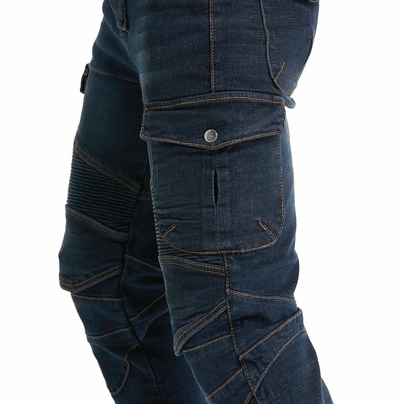 Men's Slim Fit Four Seasons Motorcycle Cargo Pants - Black, Multi-Pocket Riding Jeans