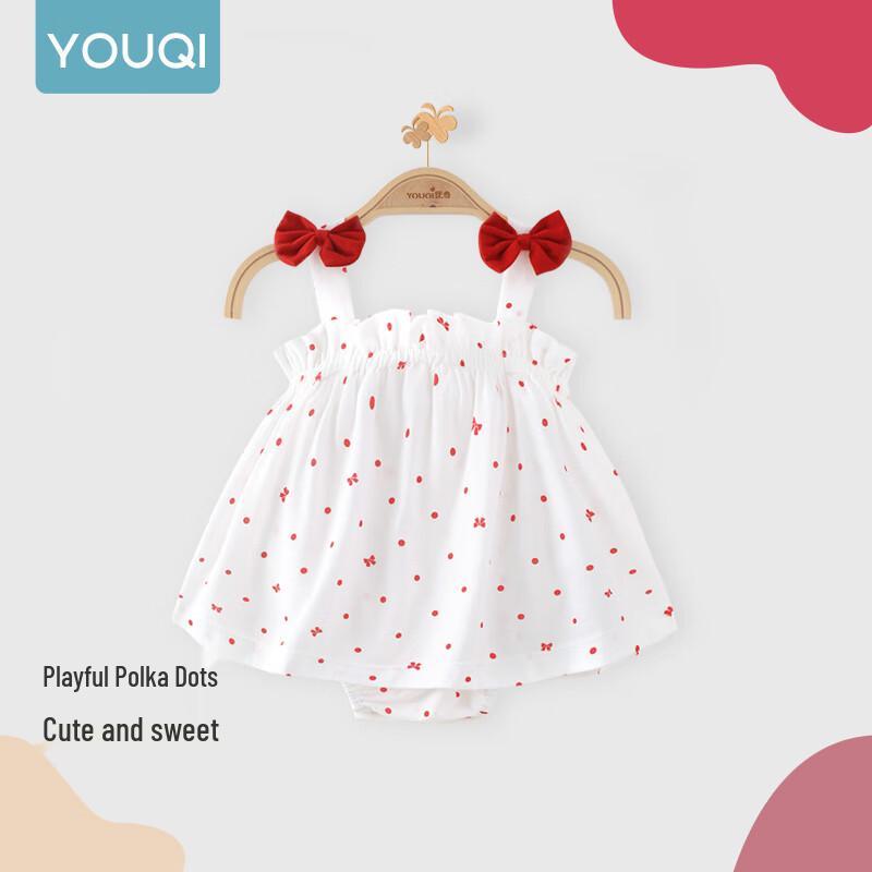 Baby Girl Bowknot Polka Dot Suspender Romper