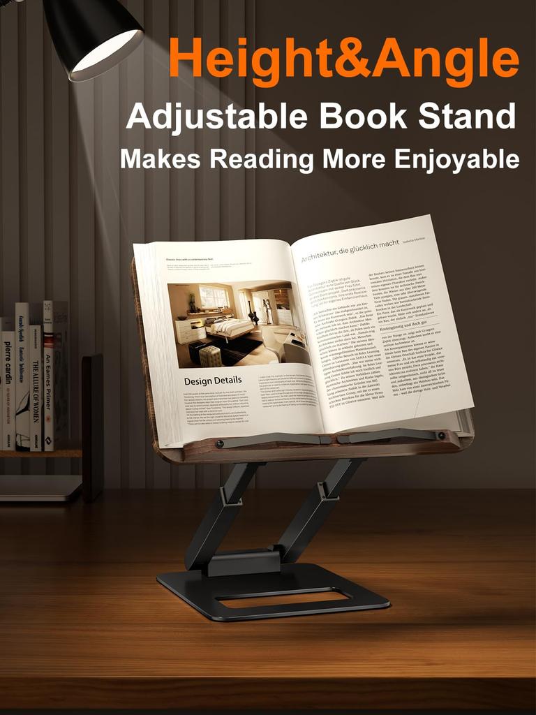 Tounee Book Extendable Book Holder Height Drawer Ergonomic Book Stand with Extendable Page Fits All Books Stand, Stand, Adjustable, Design, Clips,