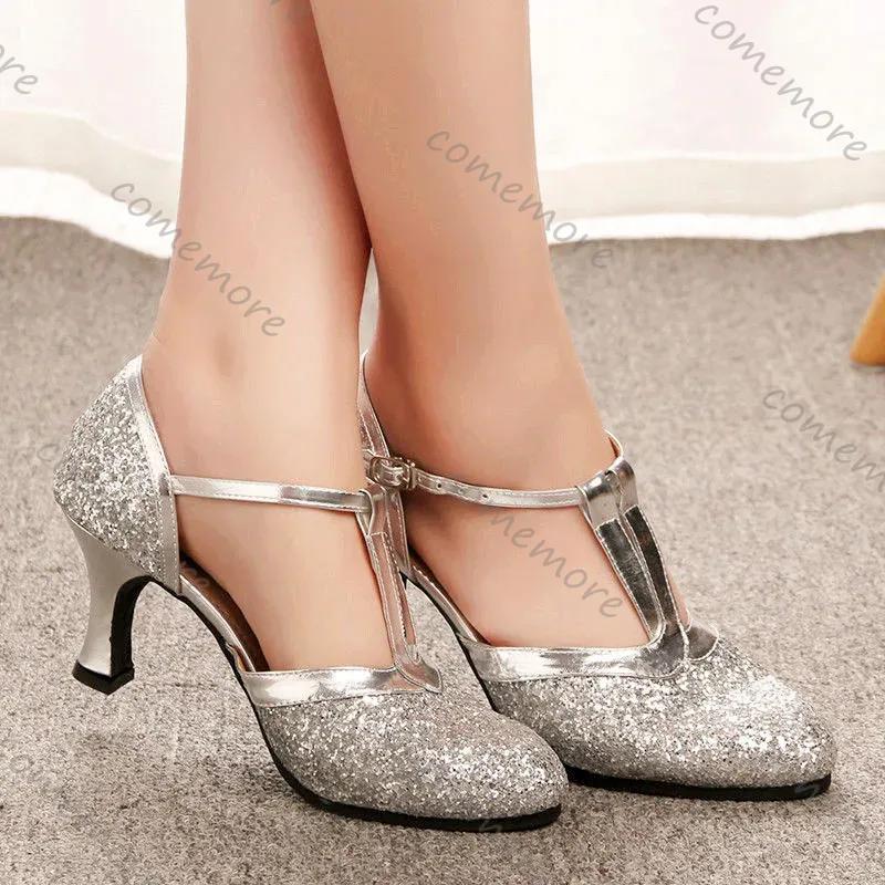 Fashion Comemore Gold High Heeled Women Shoes 2025 Pumps Dance Shoes 4CM Medium Heels Female Dress Wedding Party Sandals Heels for Women