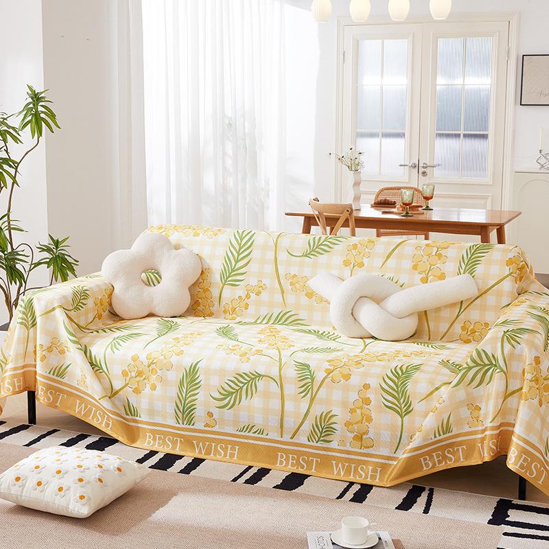 Summer Ice Silk Sofa Towel Muqing All-Inclusive Sofa Cover Dust Cover Cool Breathable Living Room One-Piece Sofa Cover Cloth