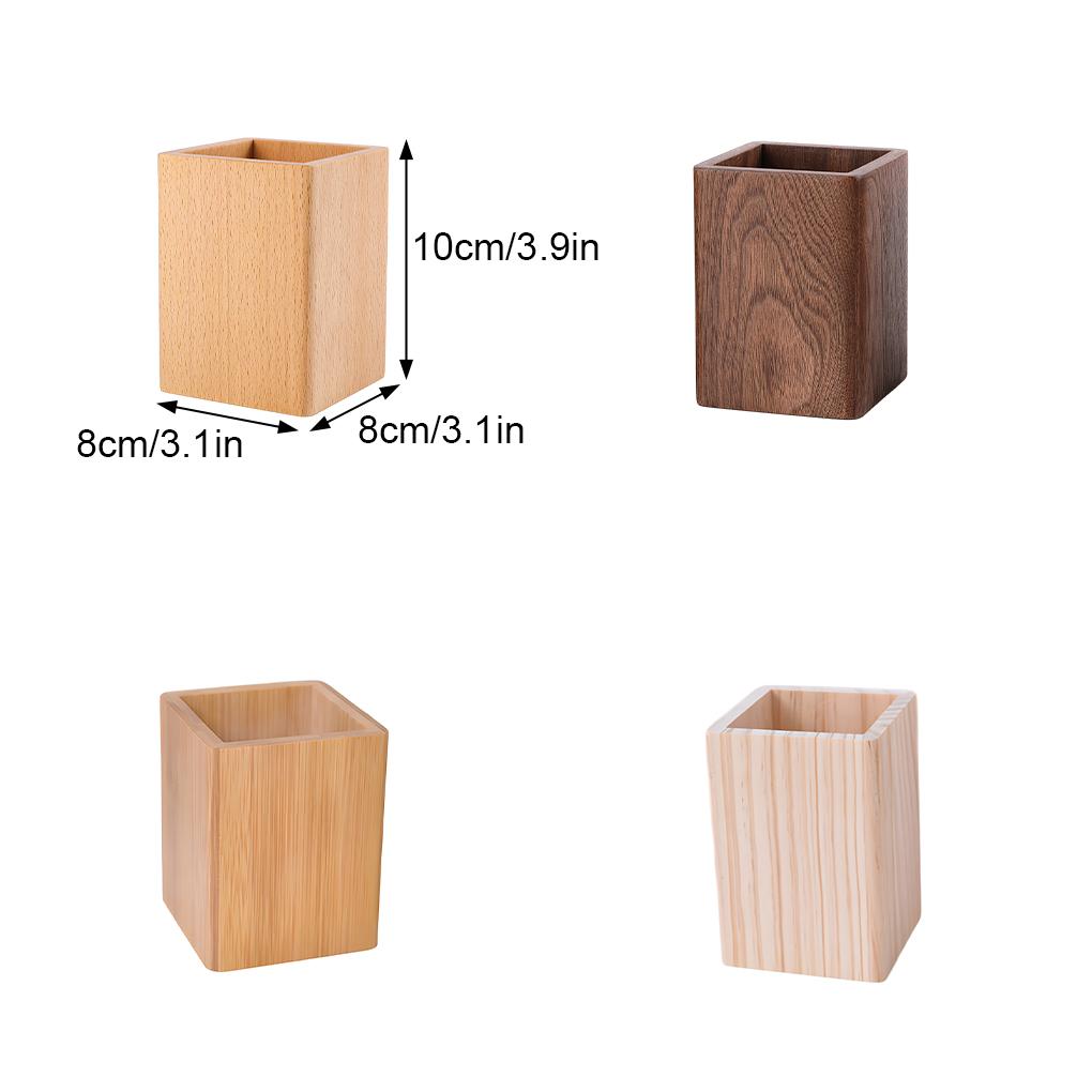 Wooden Pencil Stationery Organizer, Square Cup Holder, Black Walnut Wood, Desk Decoration, for Stationery, Make