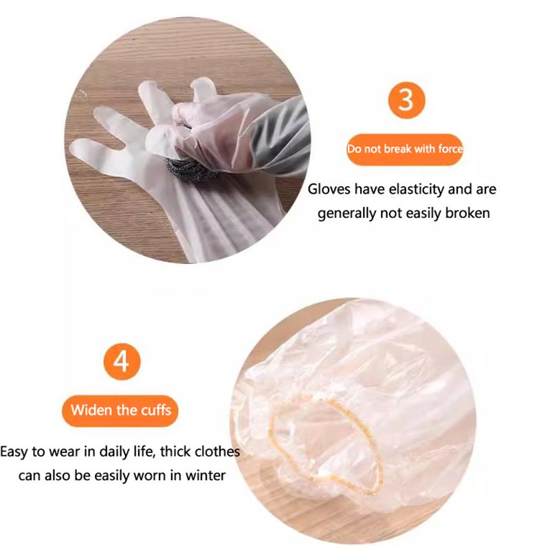 10Pcs Disposable Extended Gloves Transparent Eco-Friendly Multifunctional Arm Protection Gloves Diy Cooking Kitchen Long Gloves