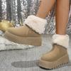 Fashion Comemore Winter Cotton Boots Women's Fashion Round Toe Suede Platform Back Zip Ankle Boots for Women Casual Fur Short Botines
