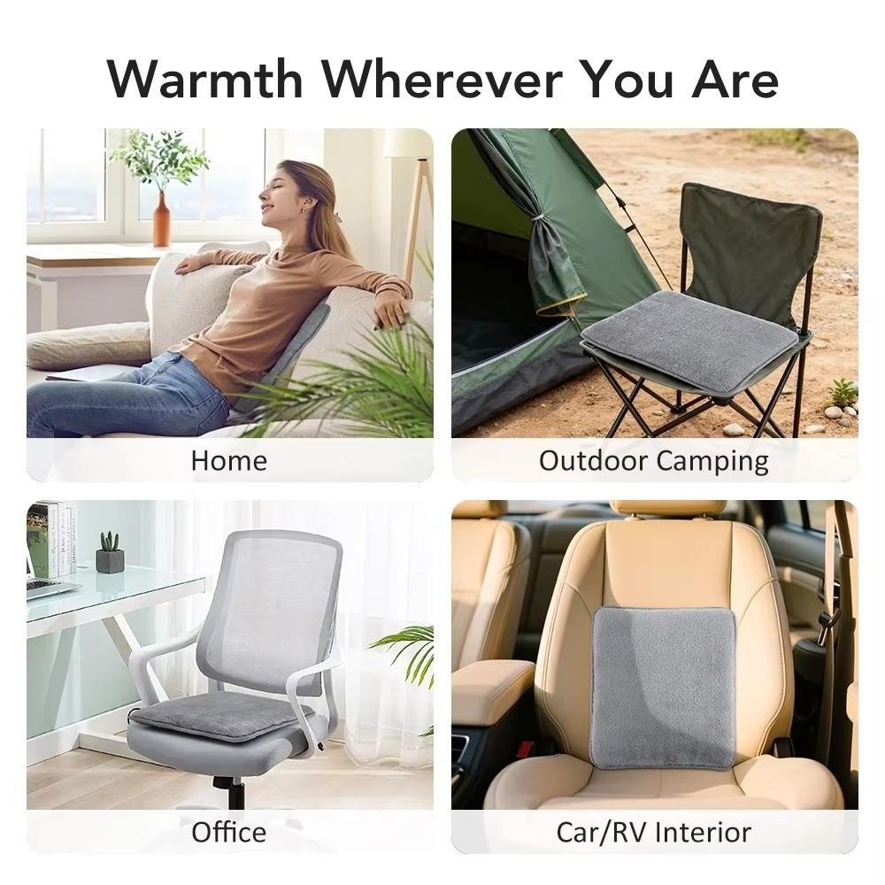 Breathable Electric Heated Mat 4 Adjustable Levels 37x35cm Heated Seat Mat Energy Saving Controller Included USB Heated Mat