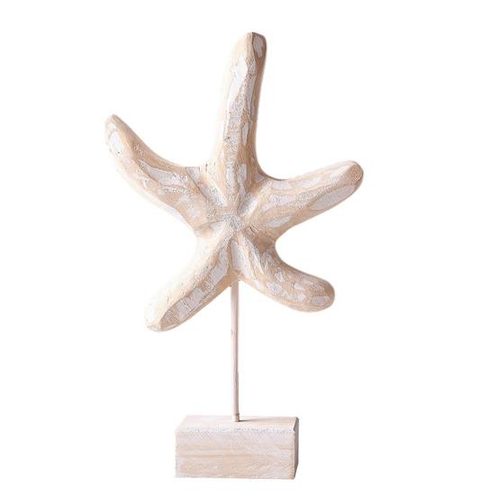 

Деревянная ручная работа Пляжный морской стиль Фигурка Морская звезда/Ракушка/Морской конек Настольная статуэтка на подставке для дома Домик у озера Океанская прибрежная декорация A