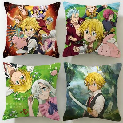 Classic Anime The Seven Deadly Sins Cushion Cover Soft  EasyWash Pillow Case  Versatile for Couch Bed Travel and Office