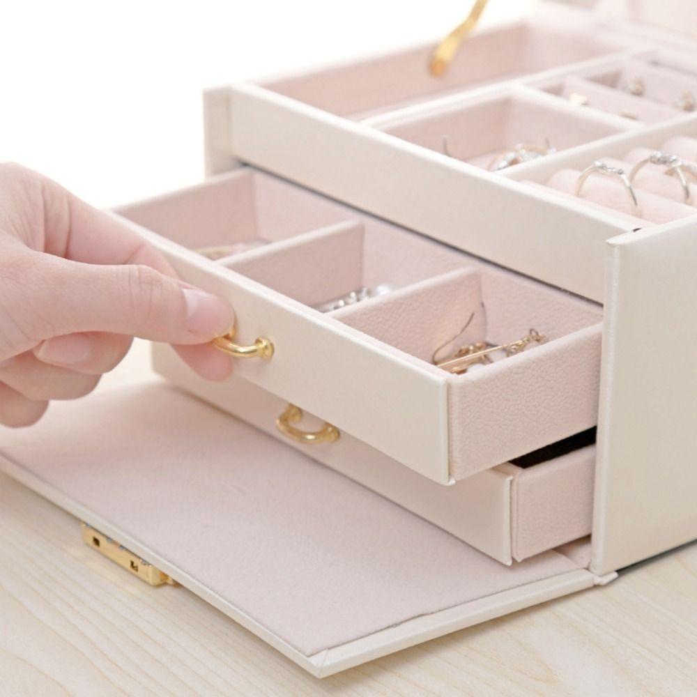 PU Leather Jewelry Holder Multi-layer Square Jewelry Box Fashion Jewelry Packing Bag  Outdoors