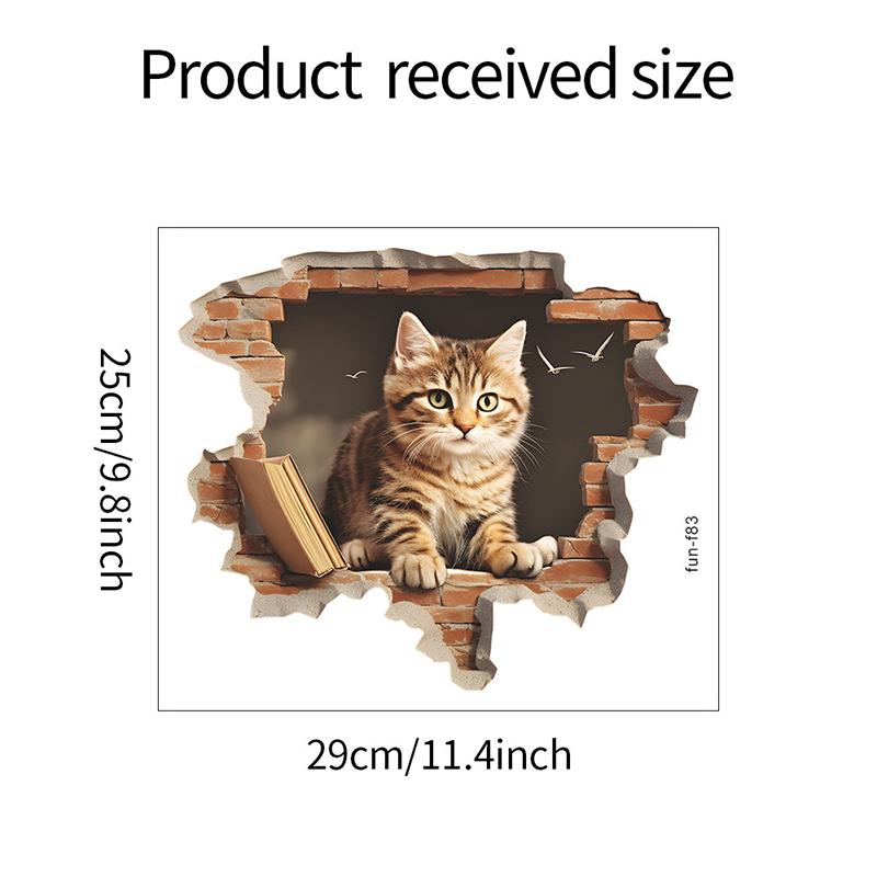 Cartoon Cute Cute Broken Wall Cat Sticker Bedroom Living Room Porch Background Landscaping Wall Sticker