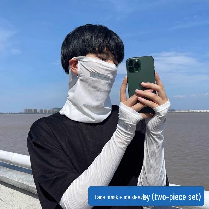 Eis-Seide Radsport Gesichtsmaske: Sommersonne, Wind- und Sandschutz mit Ohrschlaufen und Nackenbedeckung