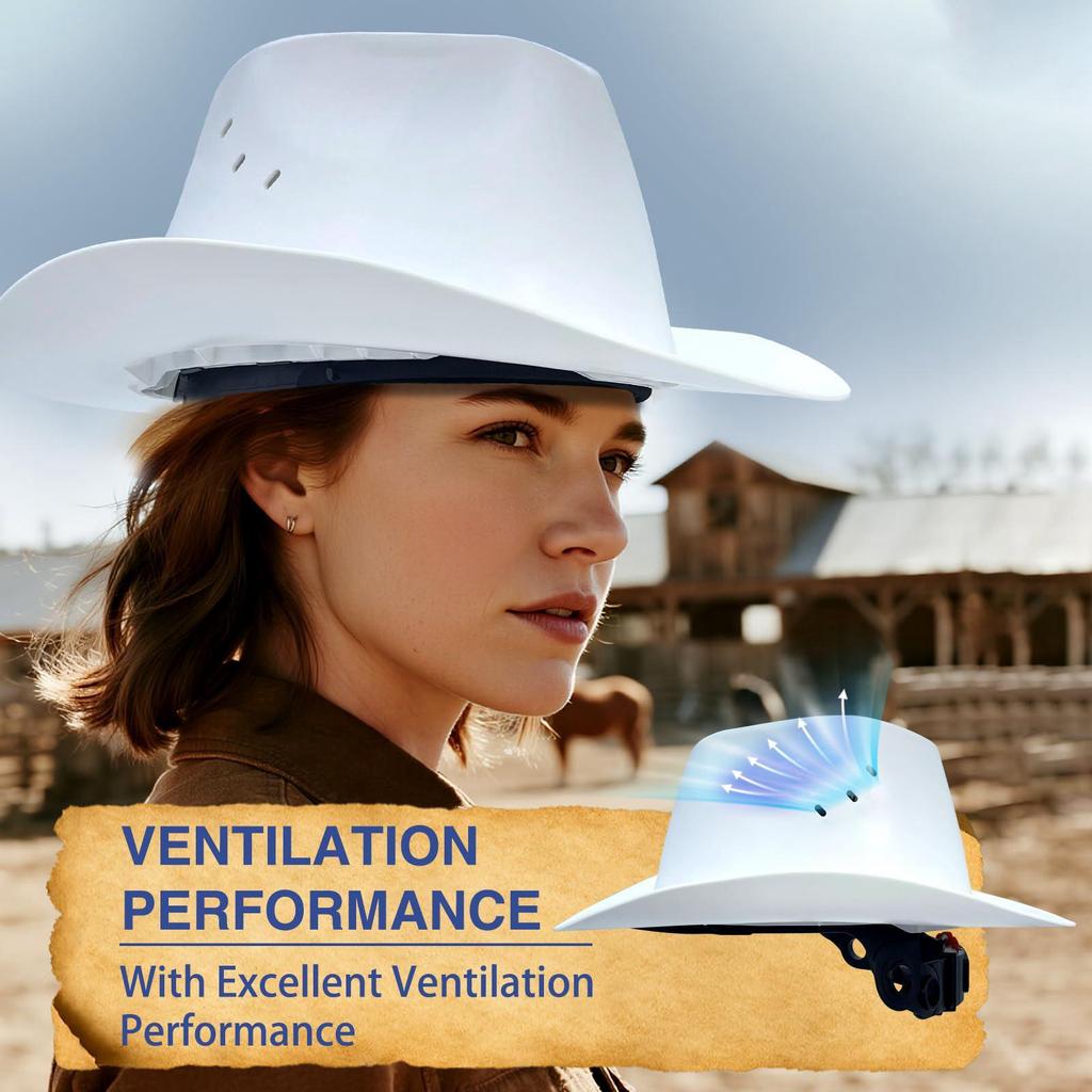 Cowboy Hard Hat Durability Versatile, Premium, Industrial Work Hat with Vent Hole Full Brim