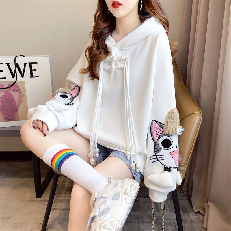 Women's Lightweight Korean-Style Loose Sweatshirt - Plus Size, Cute, Petite, Versatile for Early Spring and Autumn