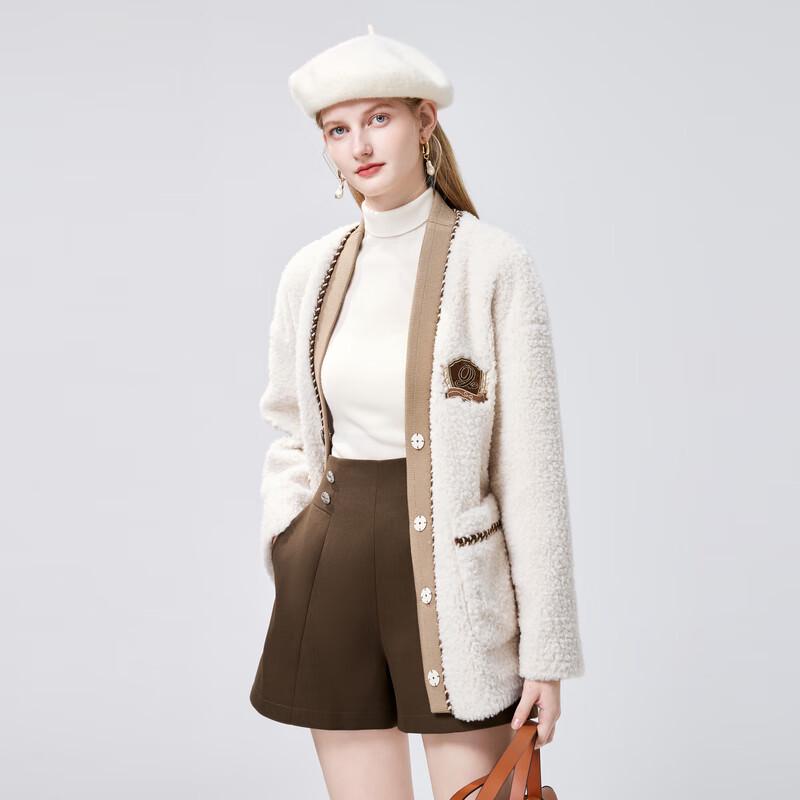 

Qiushuiyiren Women s College Style Faux Fleece Loose Jacket XL