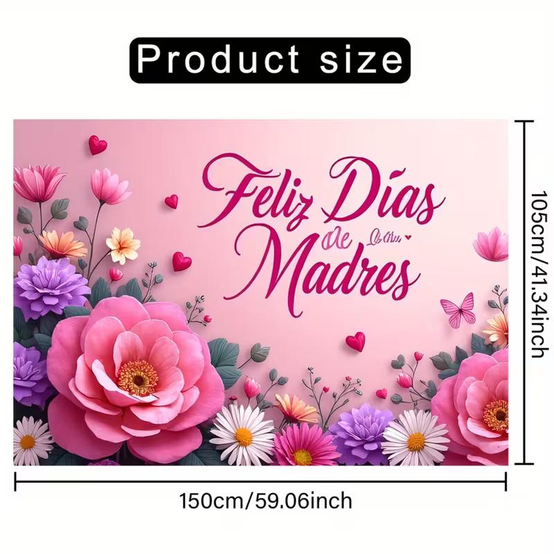 2D Pink Rose & Daisy Mother's Day Photo Booth Background