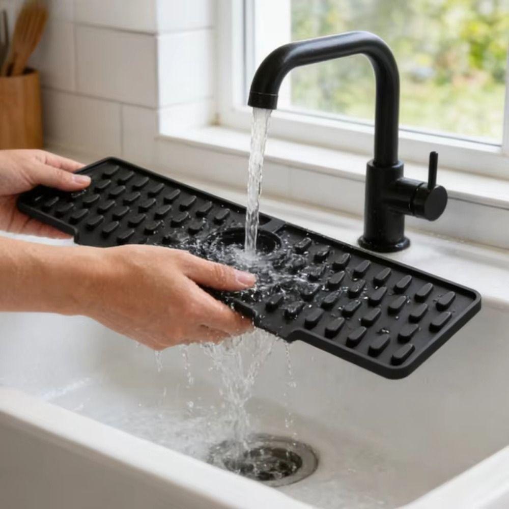 Heat Resistant Draining Pad Non-Slip Splash Guard Mat Darin Pad Silicone Faucet Mat Countertop