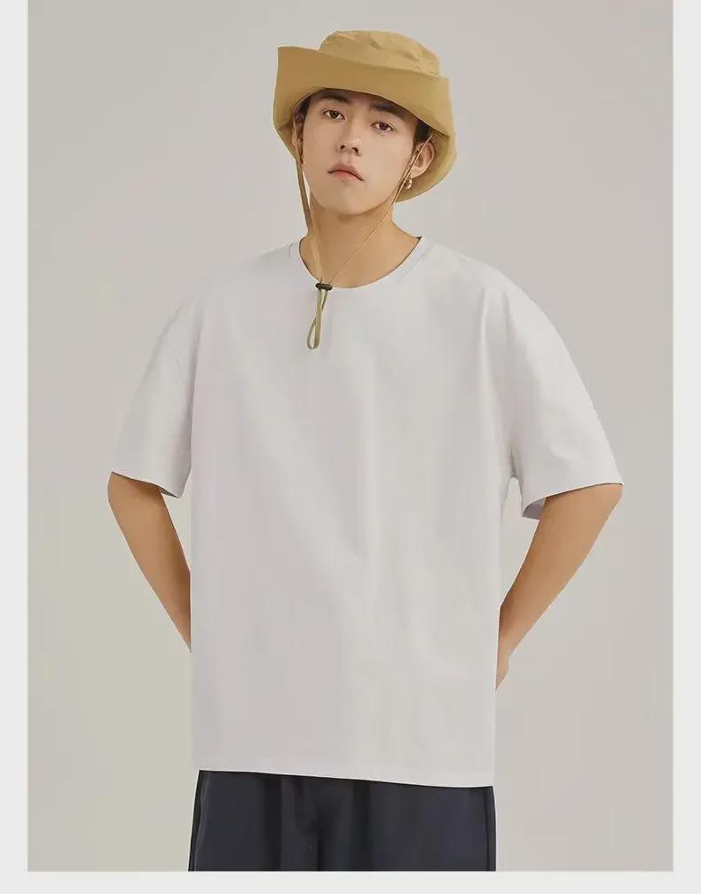 Camiseta unisex blanca de algodón puro de 230 g con hombros caídos