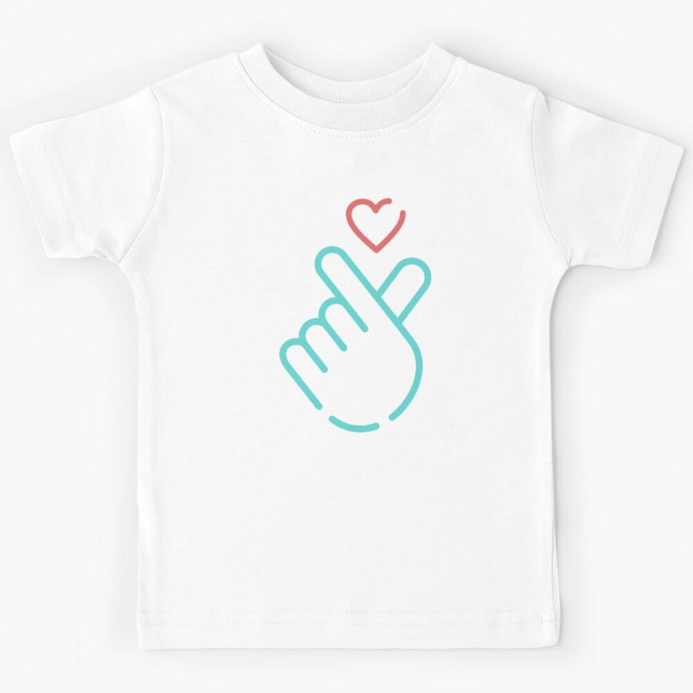 Korean Finger Heart - Neon Style - K-Pop, K-Drama, and K-Fashion Lovers (dark) Kids T-Shirt 170