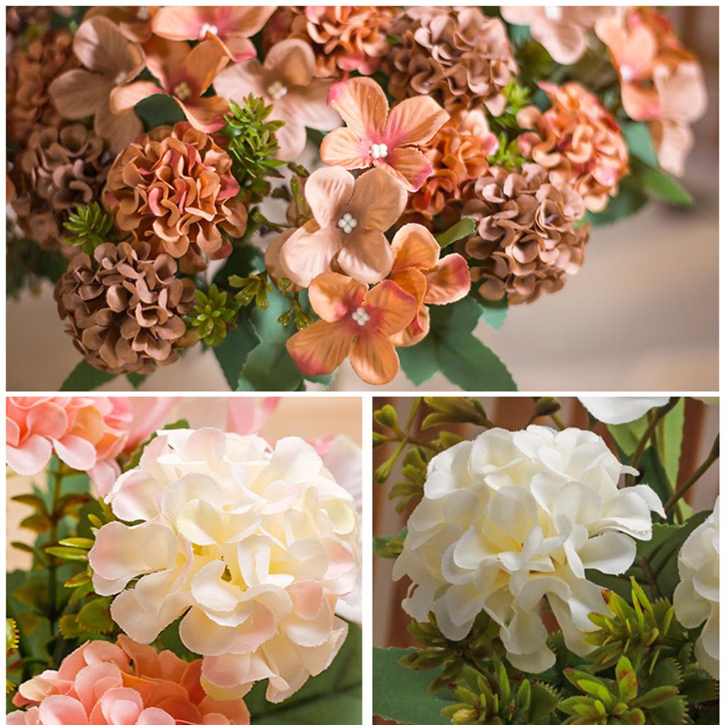 Artificial Decorative Hydrangea Flower 30cm Faux Flower Branch for Wedding Parties Home Garden Red