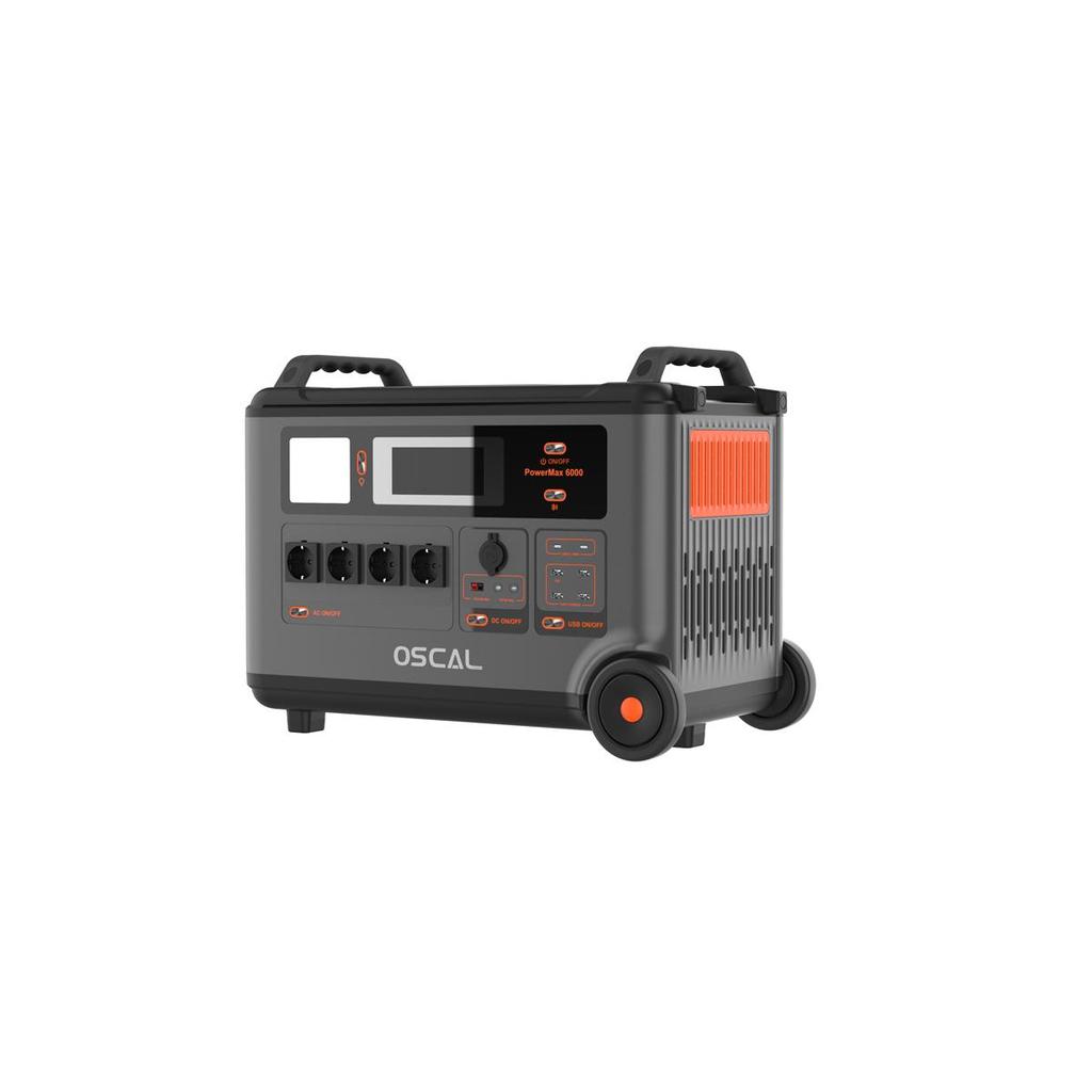Stazione di alimentazione portatile Oscal 6000w 57600kWh 120V/240V Controllo APP intelligente Batteria estendibile Stazione di alimentazione robusta Oscal Power Max 6000